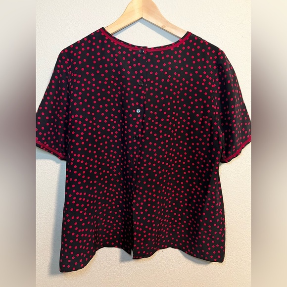 Classiques Silk Red Polka For Button Back Blouse Size S - Picture 2 of 3